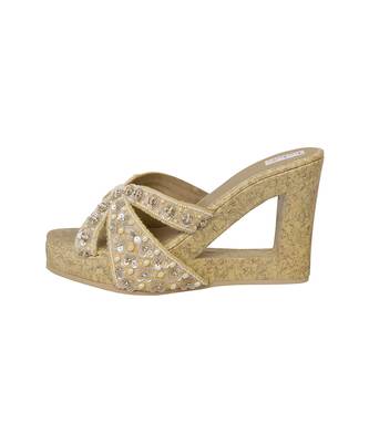 Gold Velvet Platform Heels 3