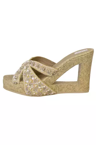 Gold Velvet Platform Heels