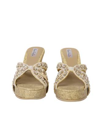 Gold Velvet Platform Heels 4