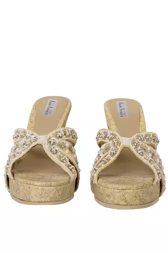 Gold Velvet Platform Heels
