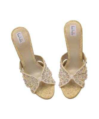 Gold Velvet Platform Heels 5