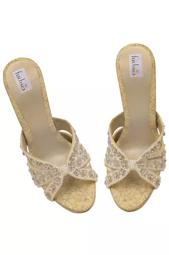 Gold Velvet Platform Heels