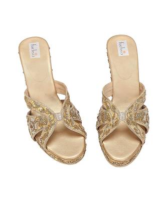 Gold Embroidered Handcrafted Wedges 5