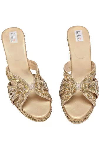 Gold Embroidered Handcrafted Wedges