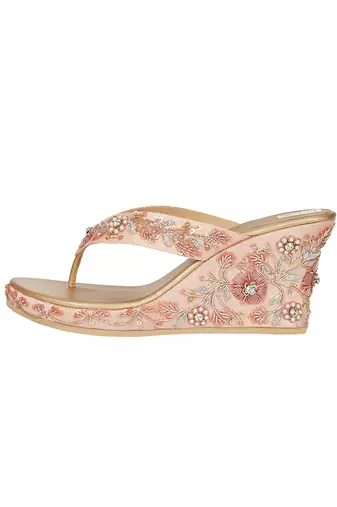 Pink Embroidered Sliders