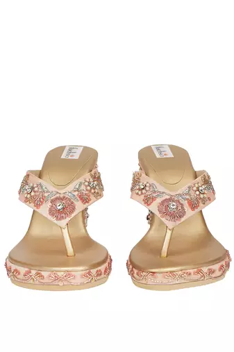 Pink Embroidered Sliders