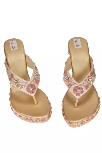Pink Embroidered Sliders