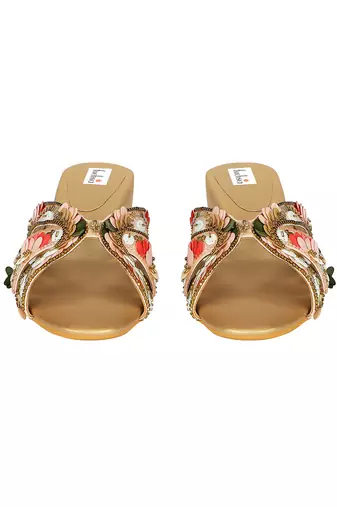 Multicolor Faux Leather Sliders