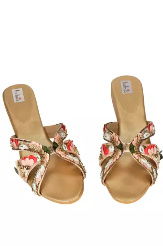 Multicolor Faux Leather Sliders