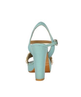 Blue Embroidered Block Heels 2