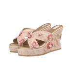 Pink Silk Embellished Wedges