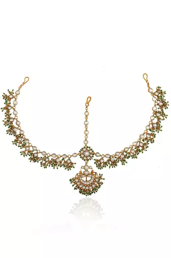 Middle Flower Shape Green Hangins Mathapatti