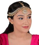 White Stone Mathapatti With Golden Balls