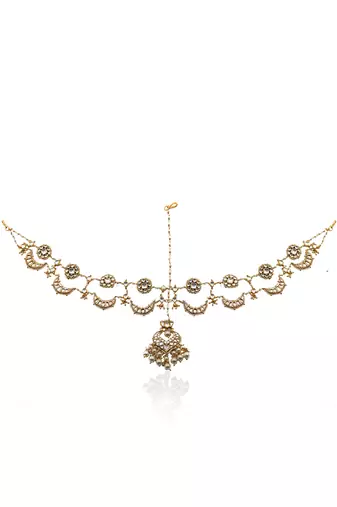White Chand Shaped Mathapatti