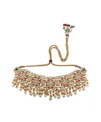 Pink And White Pearl Choker Necklace Set 3