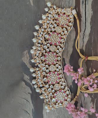 Pink And White Pearl Choker Necklace Set 9