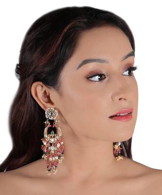 White Stone Necklace Set With Light Pink Beads And White Pearl 3