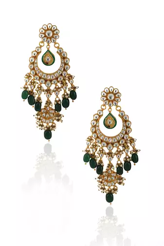 White Stone Necklace Set With Green Beads