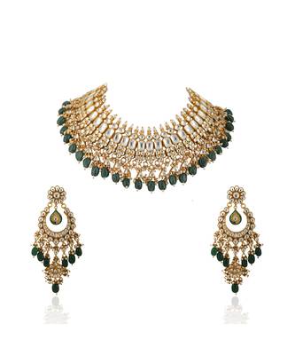 Green And White Lower Line Necklace Set 2