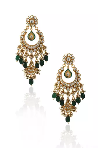 Green And White Lower Line Necklace Set