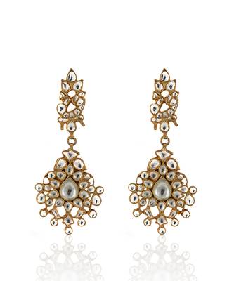 White Jadtar Stone Earrings 2