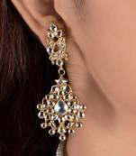 White Jadtar Stone Earrings