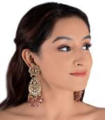 White Earrings With Pastel Pink Beads