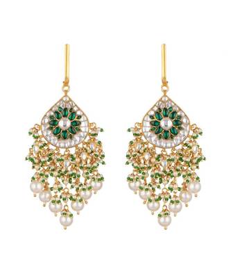 Baali Style Green And White Stone Earrings With Pearl 3