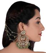 White Jadatr Stone Big Chand Baalis With Light Green Beads