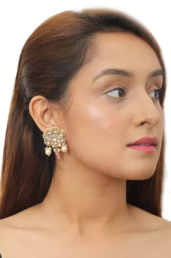 White Stone And Light Pink Beads Choker Set