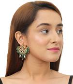 Square Shape White Jadtar Stone With Purple Beads Necklace Set