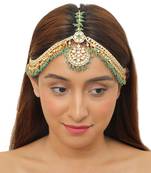 White Jadtar Stones Sea Green Mathapatti