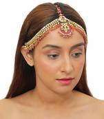 Pastel Pink And White Jadtar Stones Matha Patti