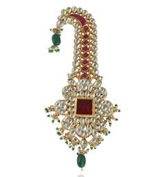 Chaand Baalis With Pink And Green Jadtar Stones main image 0