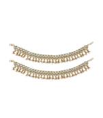 White Jadtar Stone Payal With Hexagon Shape Stones