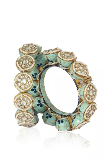 Firozi White Jadtar Stone Kada(Single Peice)