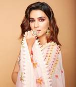 White Jadtar And Light Pink Beads Floral Ring