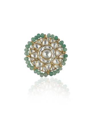 Sea Green White Jadtar Stone Ring 2