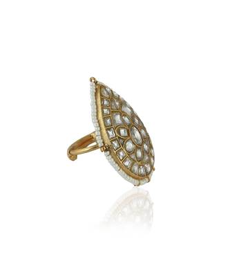 White Moti With Jadtar Stone Ring 3