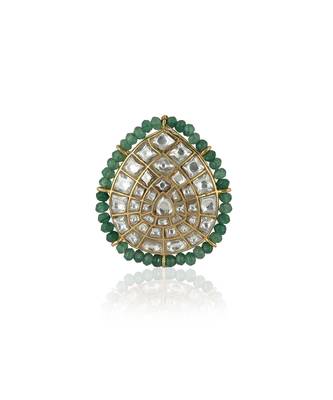 White Jadtar Stones Sea Green Ring 2