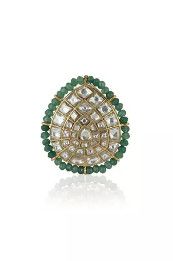 White Jadtar Stones Sea Green Ring