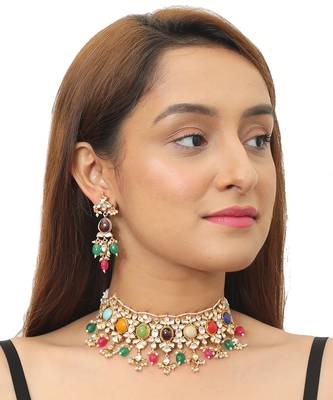 Navratan Pearl String Small Choker Set 1