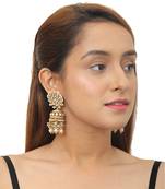 Yellow And White Jadtar Stone Double Necklace Set With Stone Hangingsand Pearls