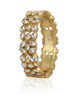 Plain White Jadtar Stone Bangles(Single Piece) 3