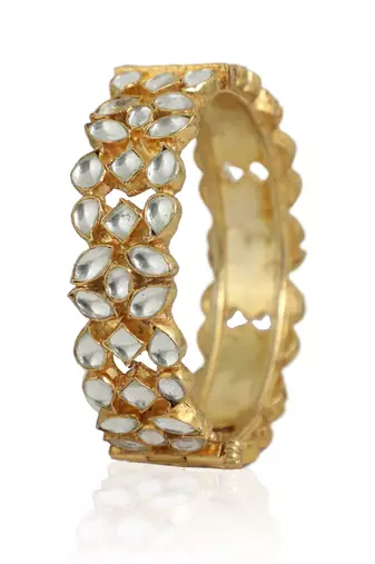 Plain White Jadtar Stone Bangles(Single Piece)