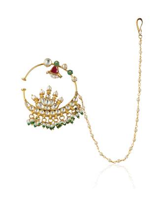 Lotus Design White Jadtar Stone Nath 2