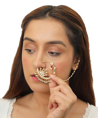 Lotus Design White Jadtar Stone Nath 1