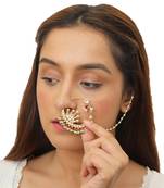 Lotus Design White Jadtar Stone Nath