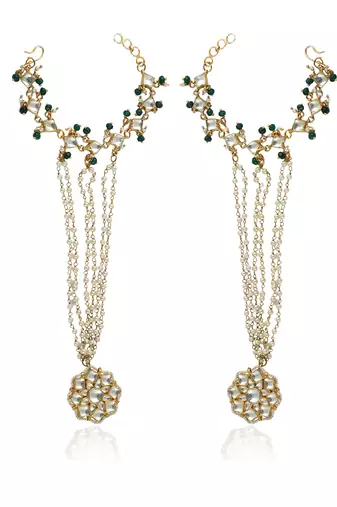 Flower Ring Hathful With Pearl Strings(Pair)