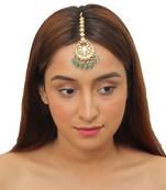 White Stone Tikka With Beaded Sea Green Beads